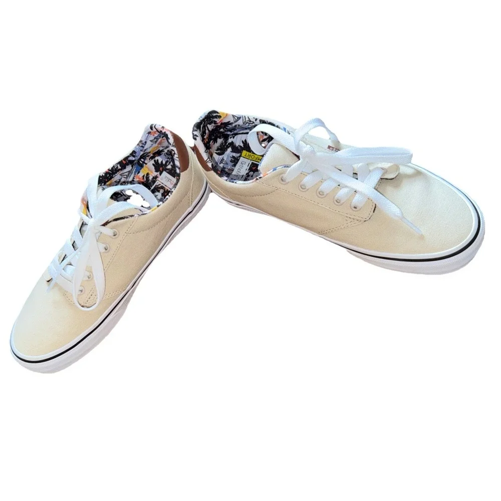 NWOB Vans Atwood Deluxe Men's 9 Beige Canvas Boat Shoe Sneakers Summer Dad Shoe